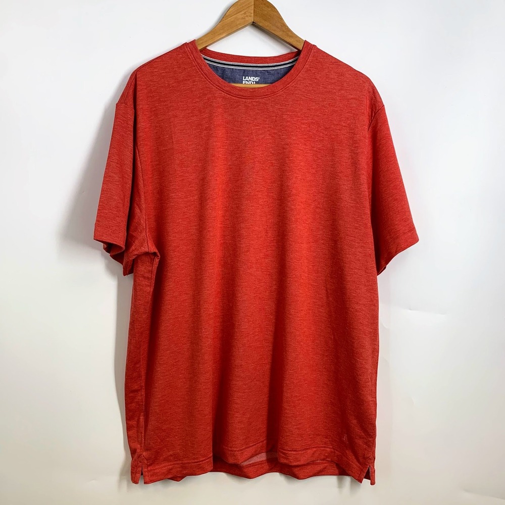Lands' End Men's XL Red Short Sleeve Classic Fit Tee Recycled Stretch‎